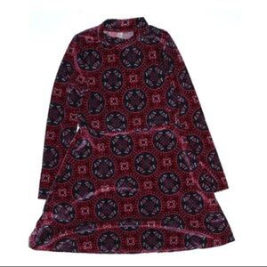 Xhilaration | Maroon Printed Dress 7-8 Long Sleeve Holiday Christmas